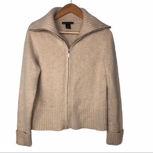 Sarah Spencer Soft Full Zip Up Cream Sweater Med